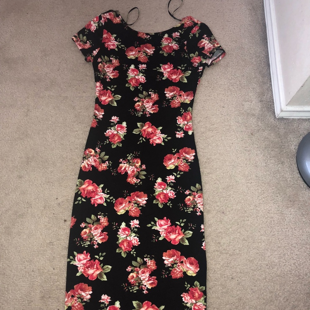Long floral pencil dress
